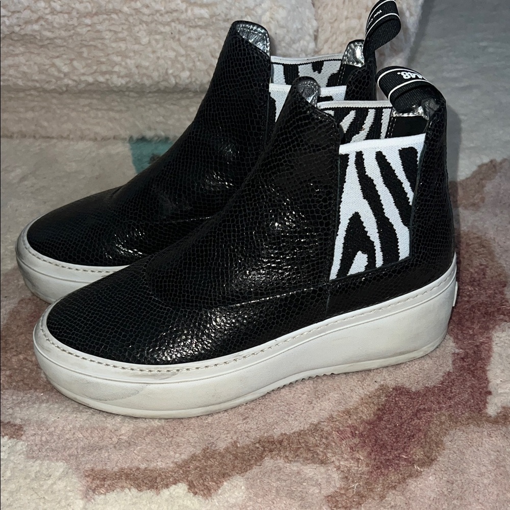 P448 Zebra High-Top Platform Sneakers
